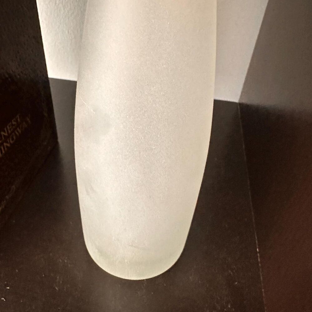 Frosted Glass Spire Bottle Vase Hand Blown Mid Century Modern Long Neck 16 Inch - Picture 13 of 16